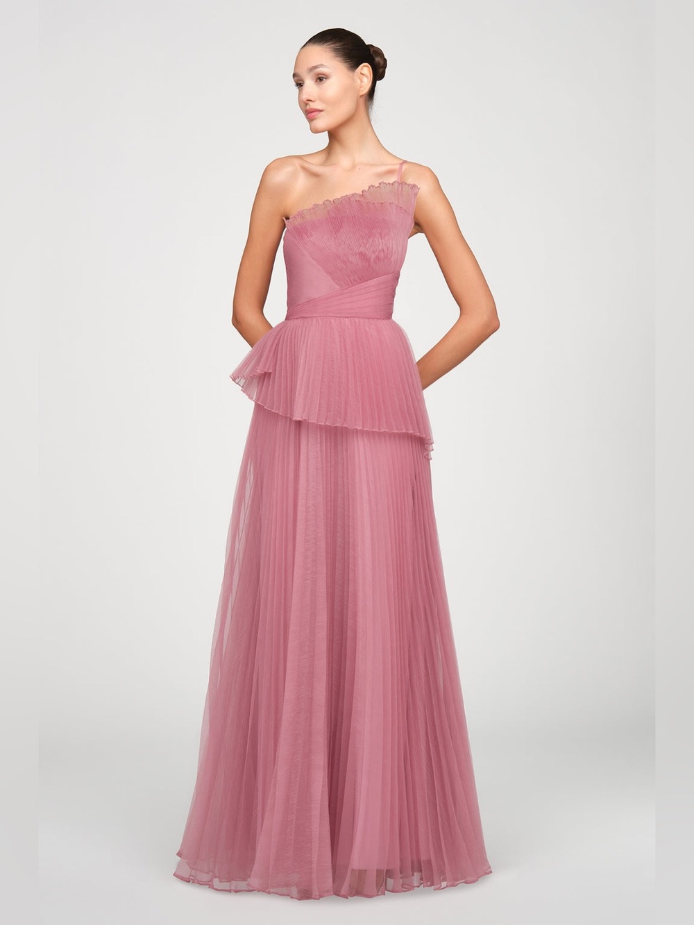 Theia Delphine One Shoulder Gown in Dusk